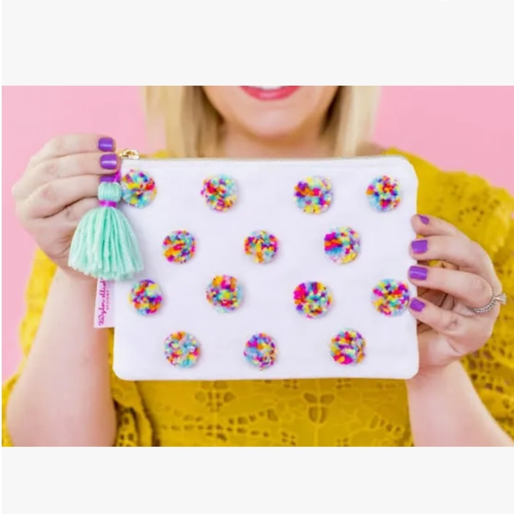 Taylor Elliott Designs Multi-Colored Pom Pouch